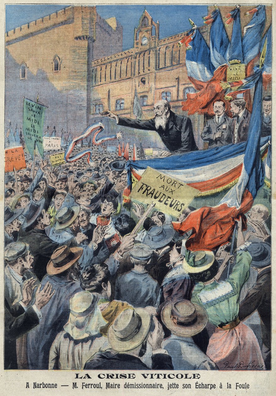 Bunt winnic w południowej Francji w 1907 r. (druk) autorstwa French School