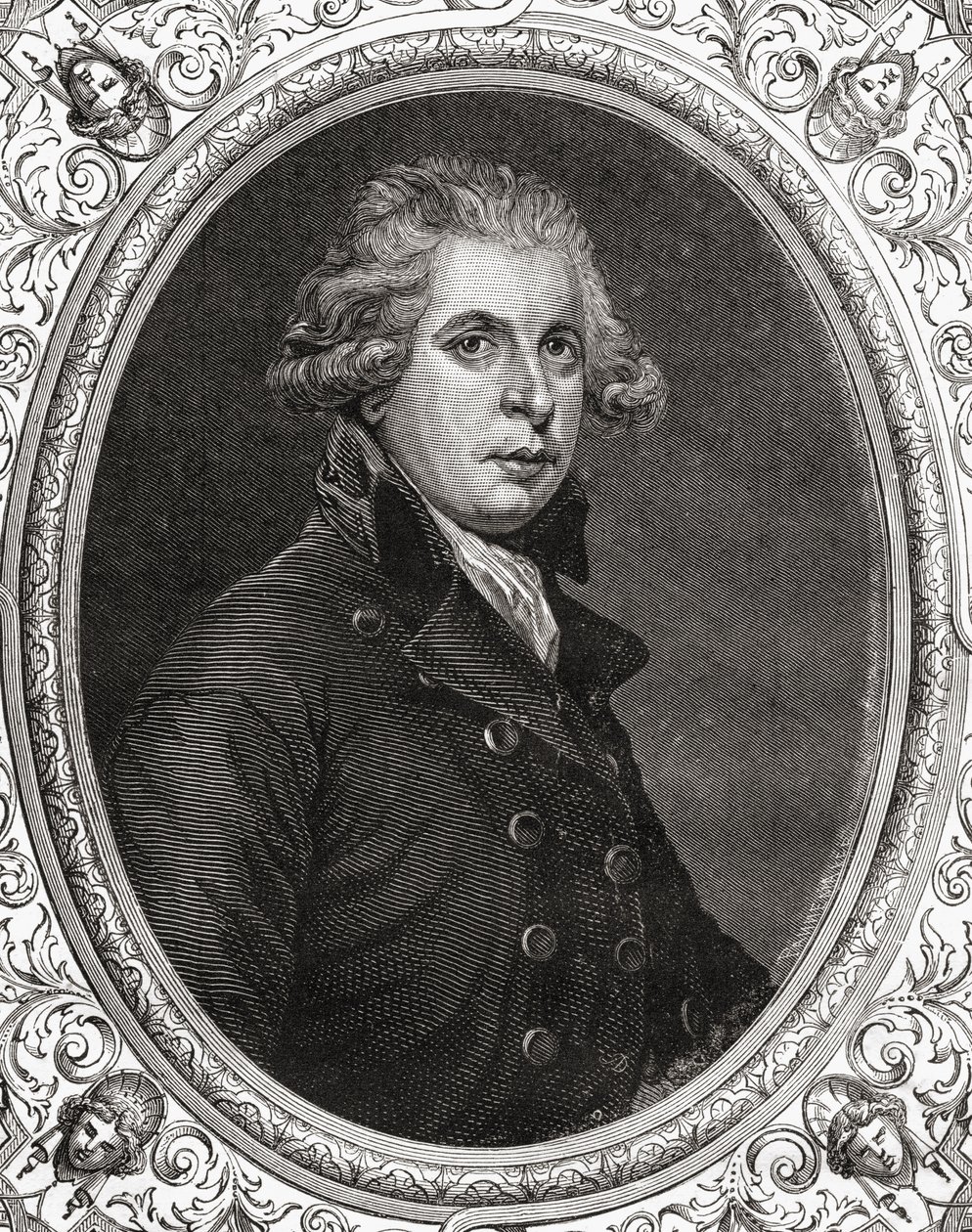 Richard Brinsley Sheridan, z „Histoire de la Revolution Francaise” Louisa Blanca (1811-82) autorstwa French School