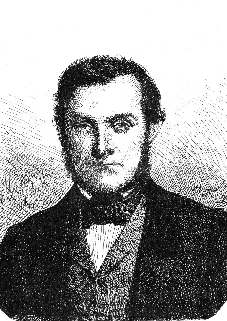 Richard Wilhelm BUNSEN (1811-1899), niemiecki chemik odkrył cez i rubid. Grawerowanie 1867 autorstwa French School