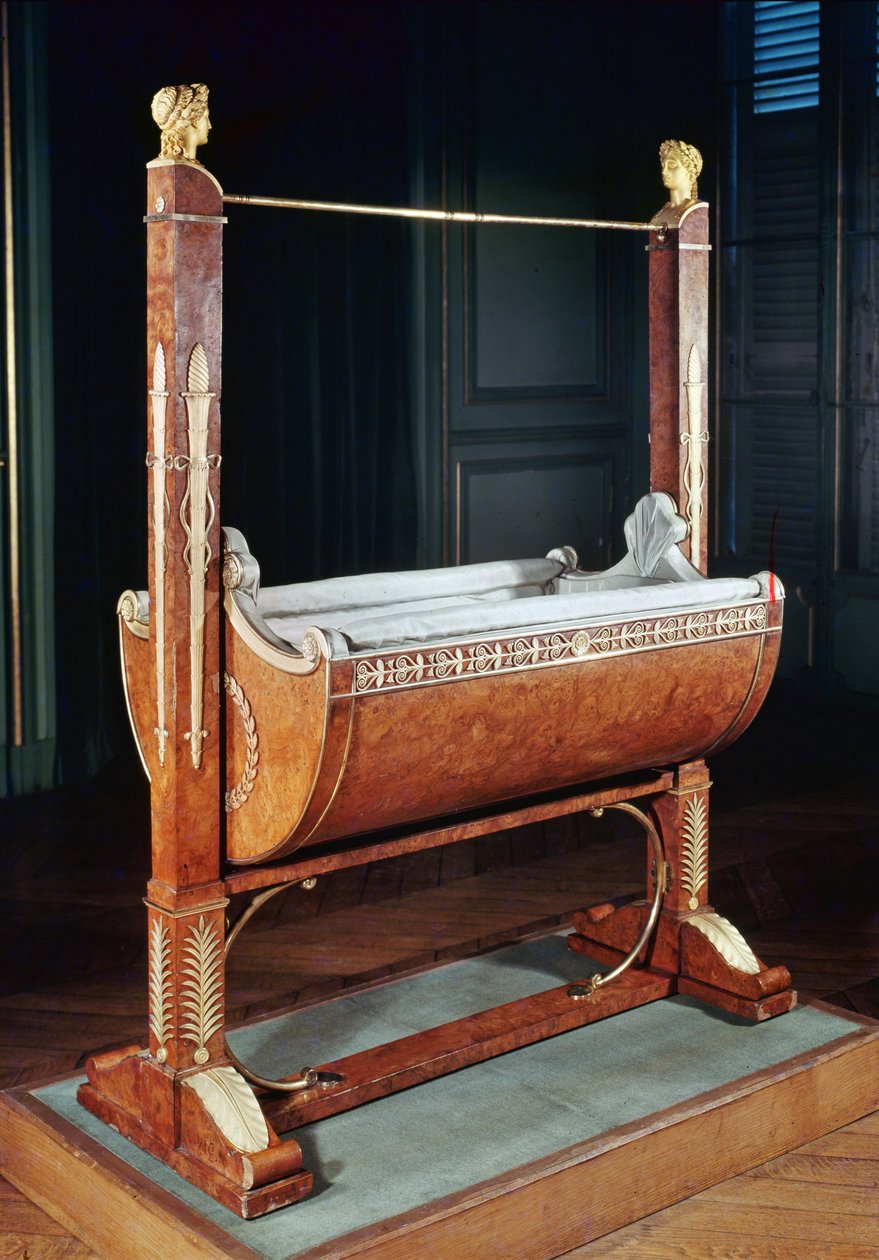 Kołyska na biegunach króla Rzymu, z Saint-Cloud, 1811-15 (drewno wiązu) autorstwa French School