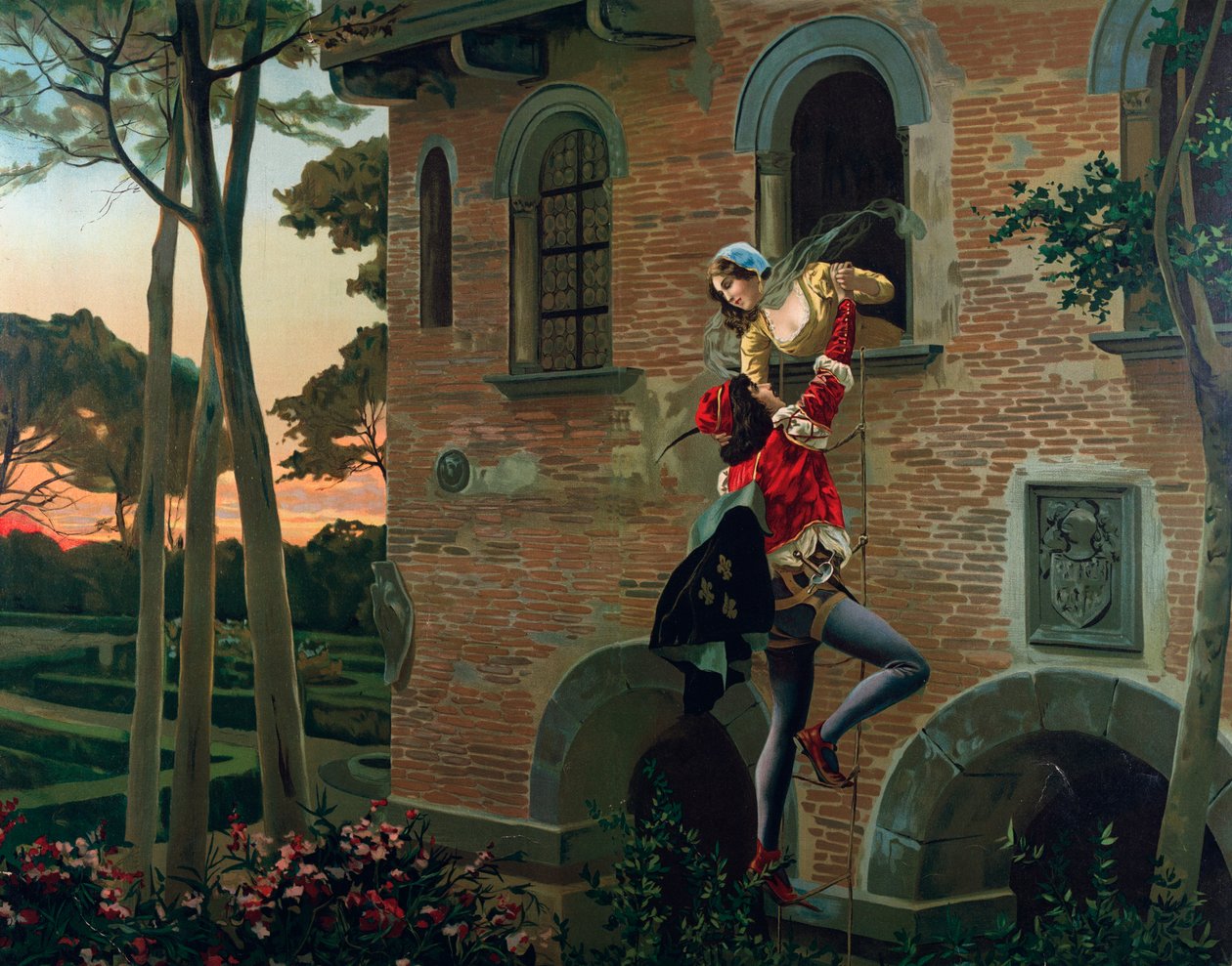 Romeo i Julia Scena z opery Romeo i Julia Charlesa Gounoda (1818-1893). ok.1880. autorstwa French School