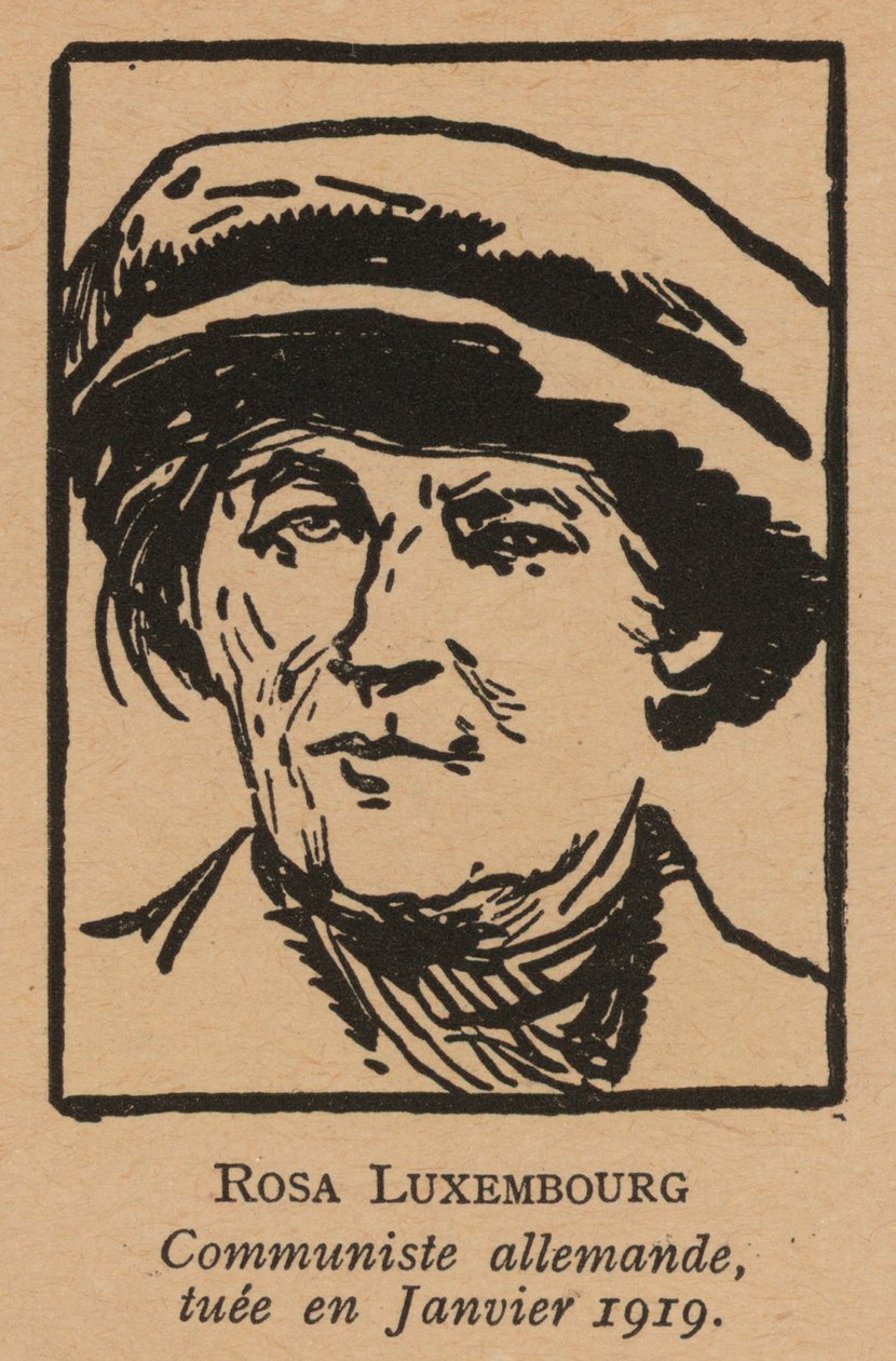 Róża Luksemburg, niemiecka rewolucjonistka komunistyczna zamordowana przez Freikorps po powstaniu spartakuskim w styczniu 1919 r. (litografia) autorstwa French School