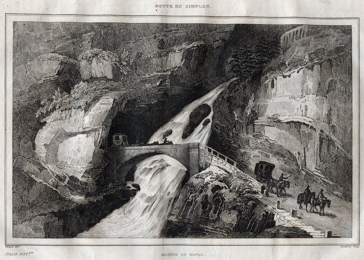 Route du Simplon - Grawer z „” Malownicze Włochy”” M. de Norvins, Ch. Nodier 1834-1836. autorstwa French School