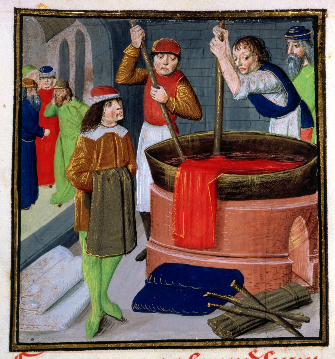 Roy 15 E III f.269 Tkanina barwiąca, z Des Proprietes des Choses autorstwa Bartholomeus Anglicus autorstwa French School