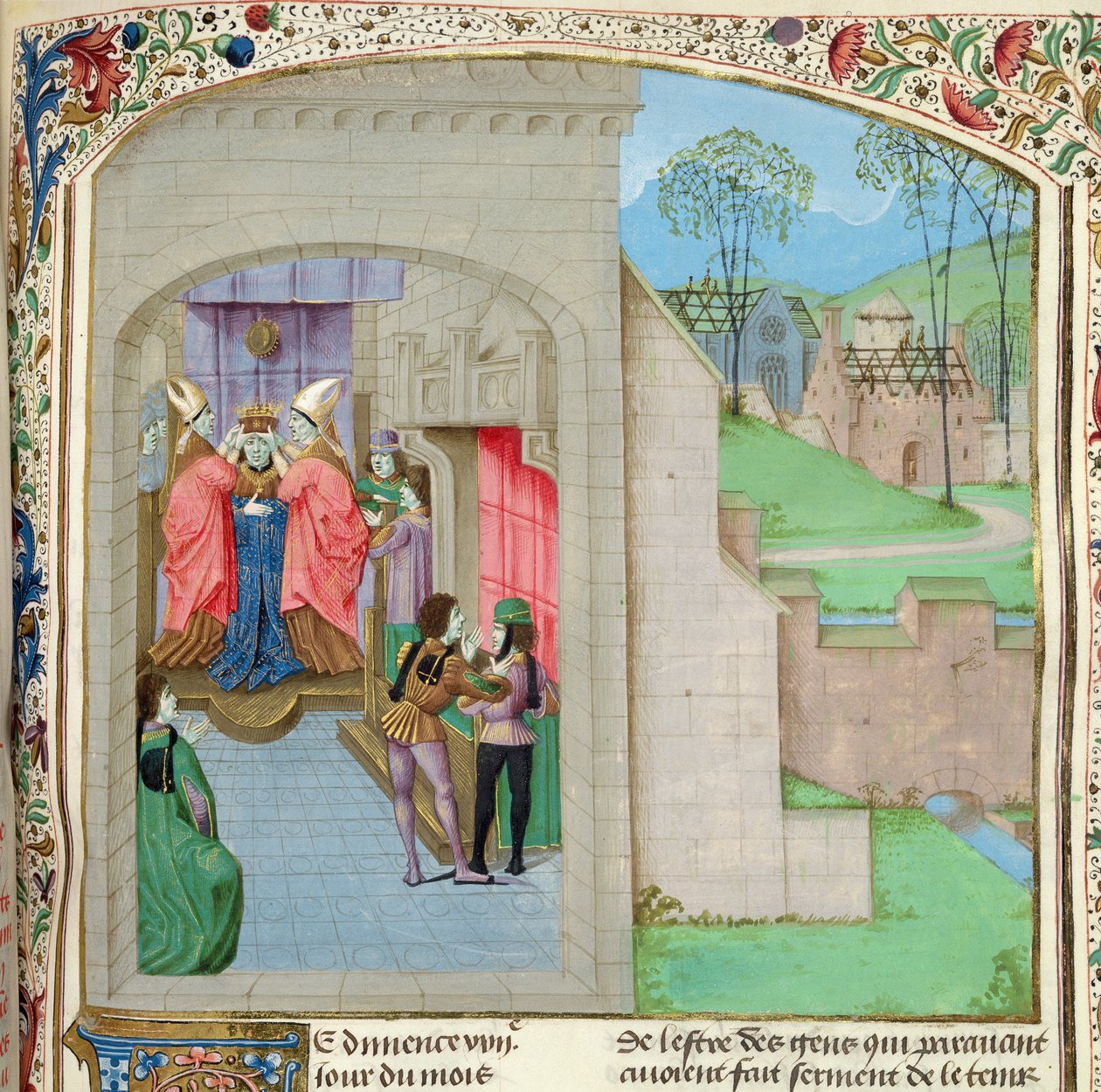 Roy 15 E IV f.236 Koronacja Wilhelma I, z Old Chronicles of England, Vol I, Jean Batard de Wavrin, c.1470-80 (welum) autorstwa French School