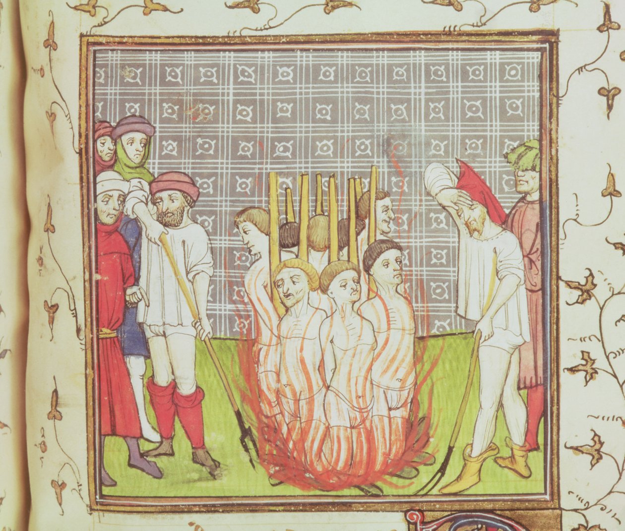 Roy 20 C VII f.44v Spalenie templariuszy, ok. 1308 r. (welin) autorstwa French School