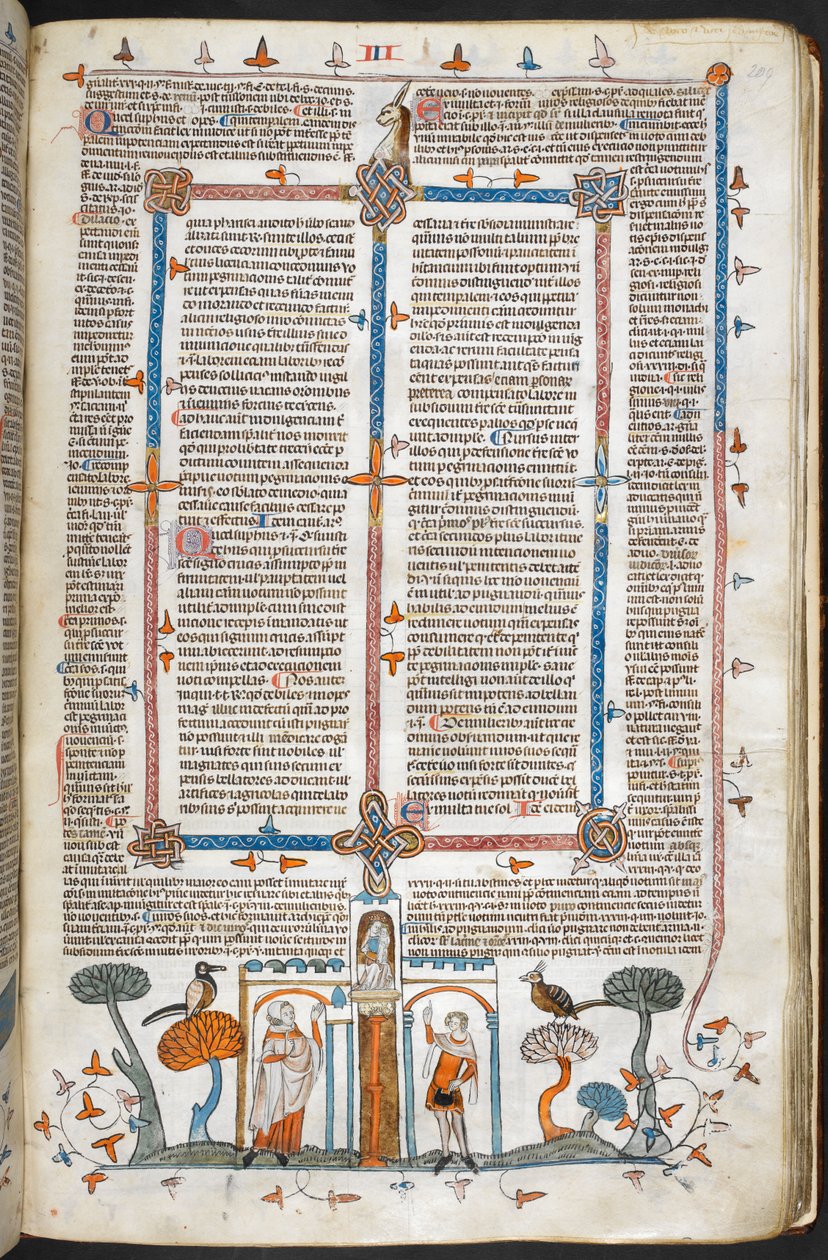 Royal MS 10 E IV, f.209r, The Painter and the Devil, from Decretals of Gregory IX z połyskiem Bernarda z Parmy („Decretals Smithfield”), ok. 1300-40 (welin) autorstwa French School
