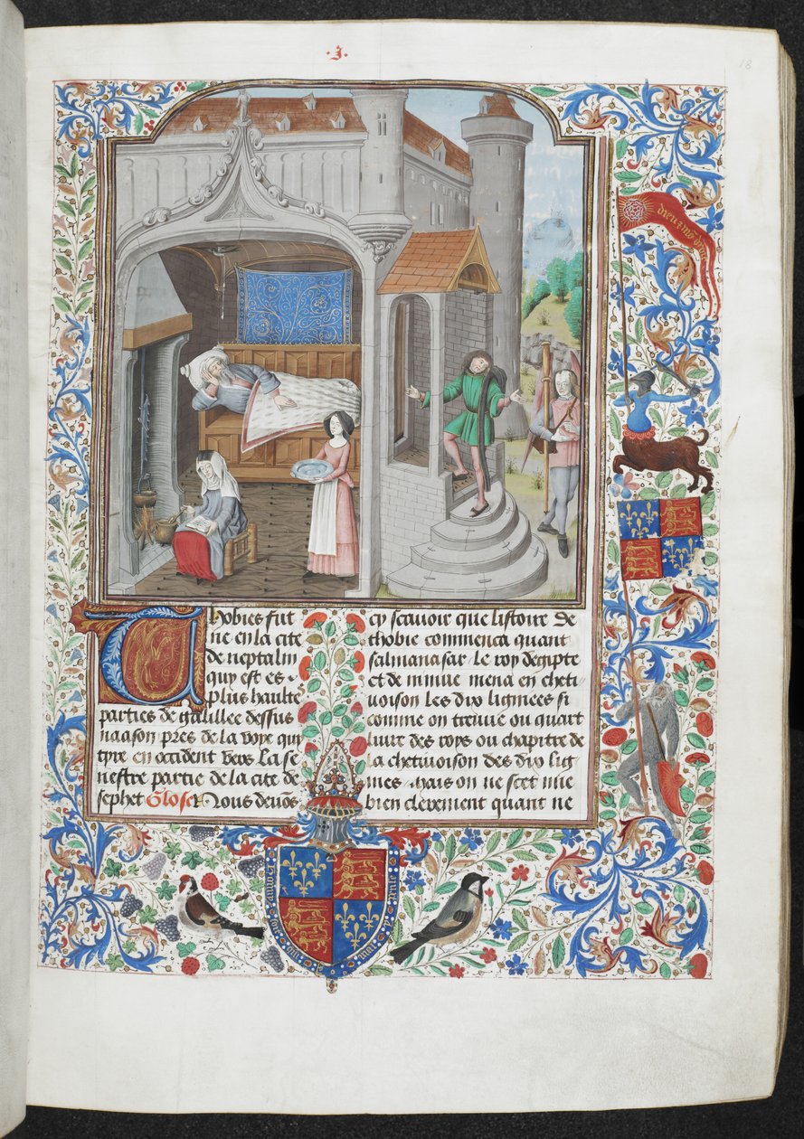 Royal MS 15 D I f.18r Kobiety opiekujące się chorym mężczyzną, 