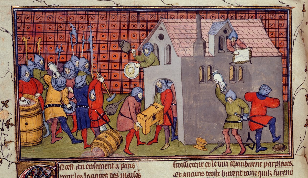 Royal MS 20 CVII f.41v, Grabież domu (welin) autorstwa French School
