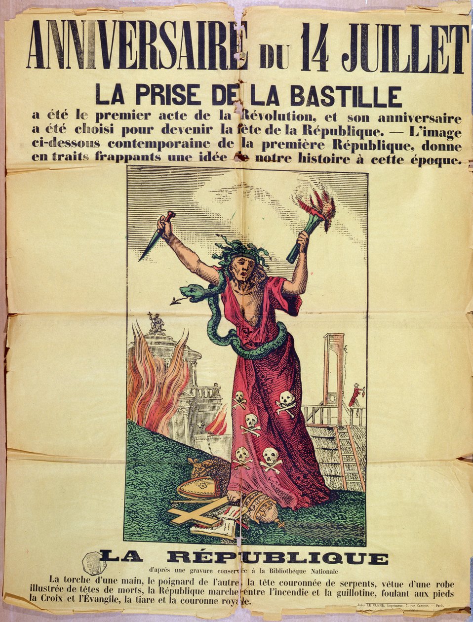 Plakat rojalistyczny i katolicki odrzucający obchody Quatorze Juillet, 1880 autorstwa French School