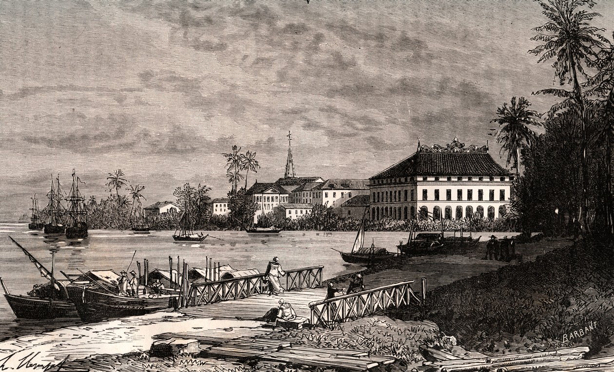 Sajgon - Wietnam - Ho-Chi-Minh City (Ho Chi Minh City) - rycina w „La France illustree: geografia, historia, administracja statystyczna” autorstwa V.-A. Słodowo-Brązowy. 1884 autorstwa French School