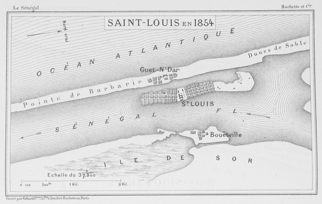 Saint-Louis w 1854, ilustracja z "Le Senegal...", Louis Leon Faidherbe, 1854 autorstwa French School