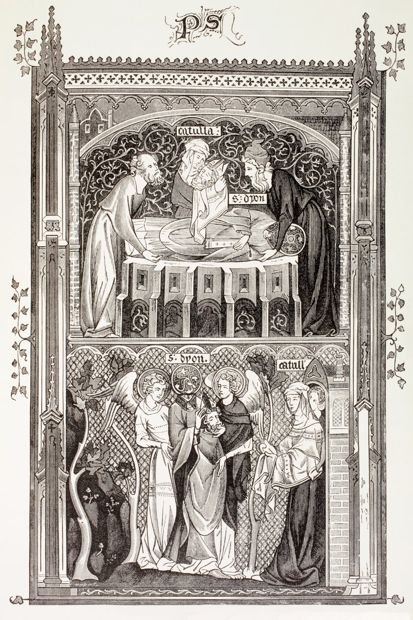 Saint Denis, z książki „Życie wojskowe i religijne w średniowieczu” Paula Lacroix, opublikowane w Londynie ok. 1880 r. autorstwa French School