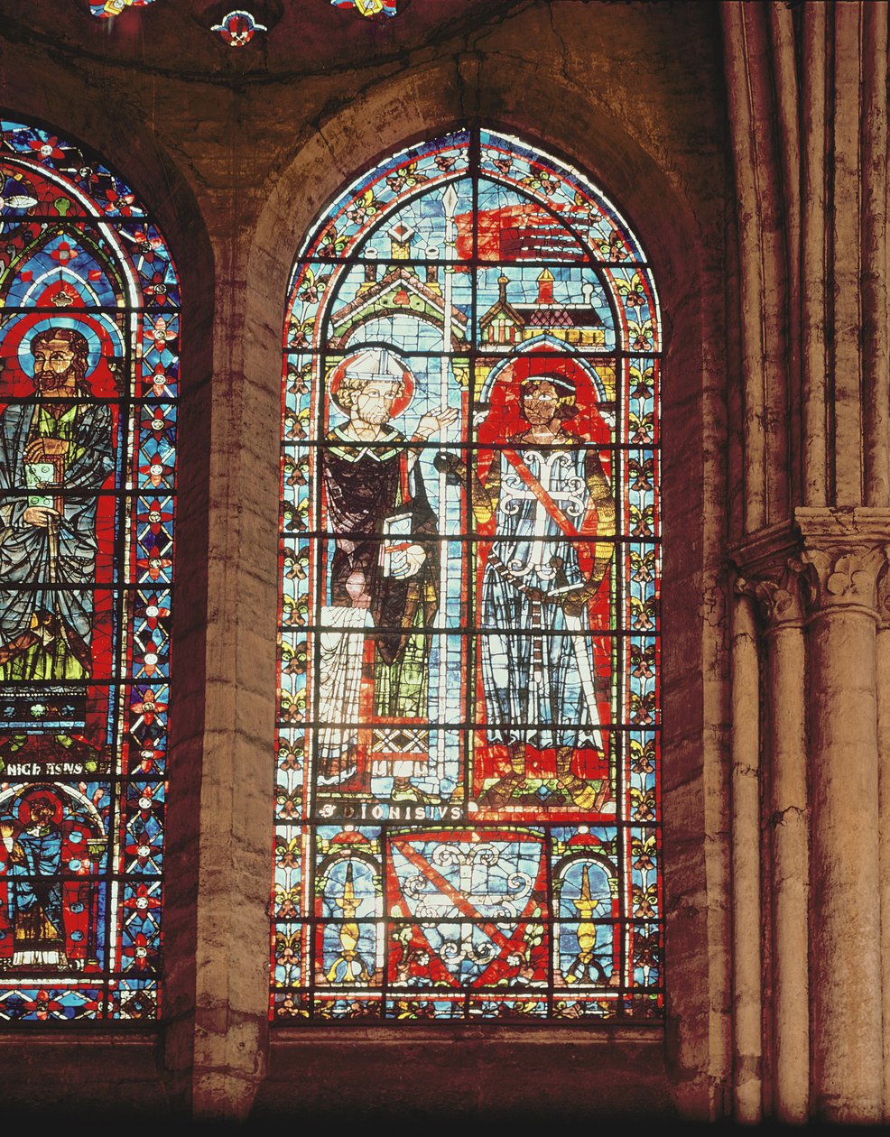 Saint Denis przekazuje oriflamme Klemensowi, Marechalowi de Metz autorstwa French School
