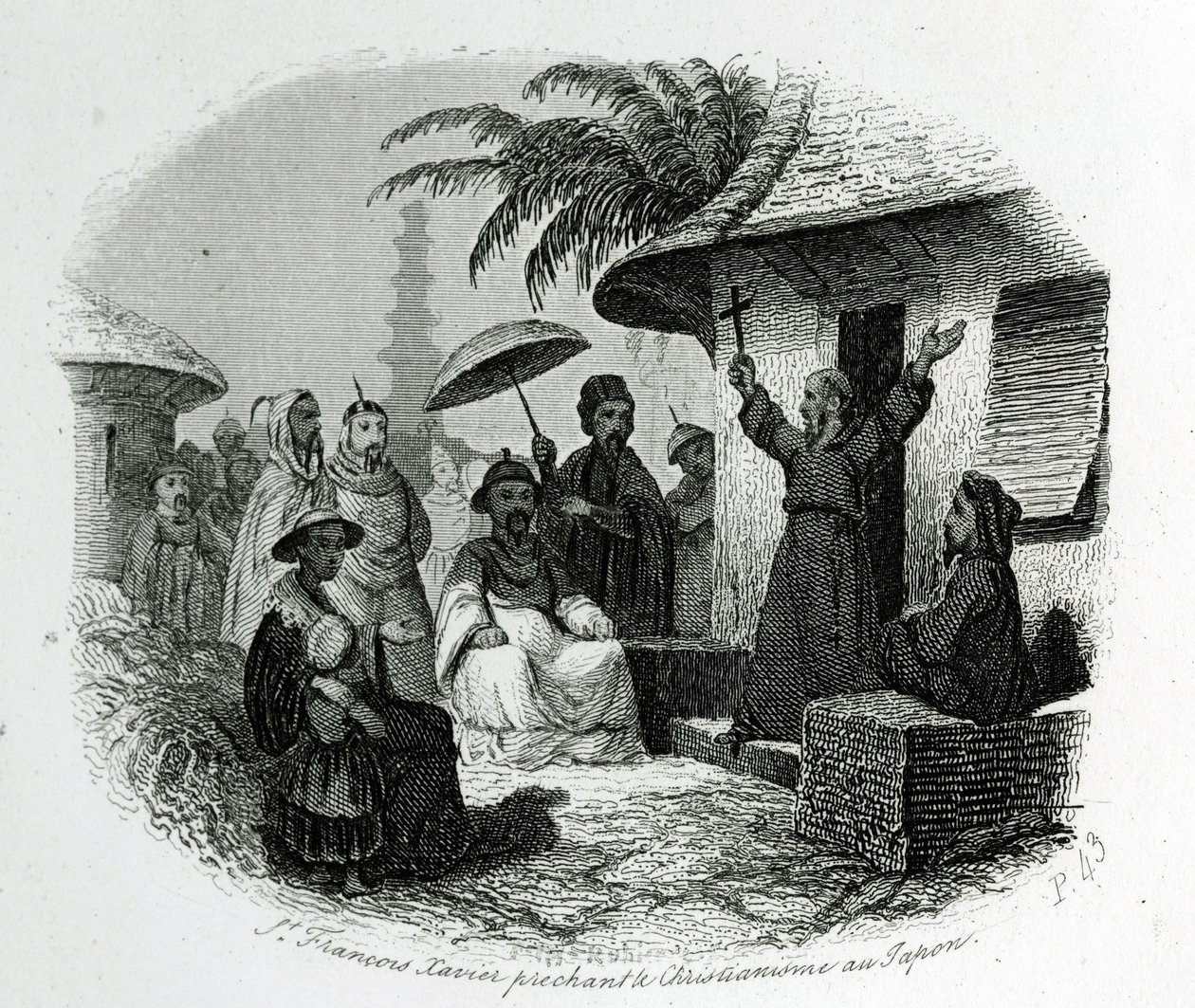 Święty Franciszek Ksawery głosił chrześcijaństwo w Japonii. Grawerowanie do Illustrer History and Description of Japan autorstwa Pere de Charlevoix, A.Mame et Compagnie editeurs, Tours autorstwa French School