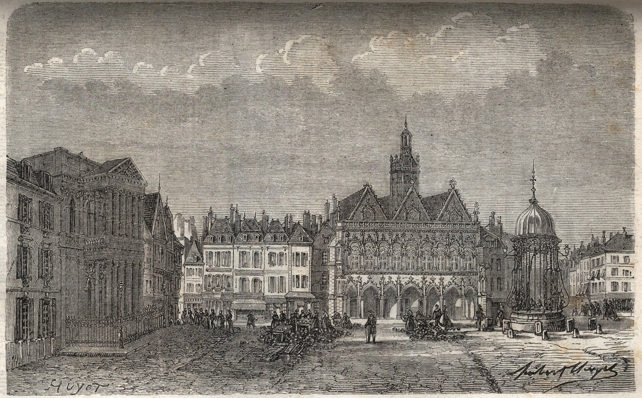 Saint Quentin (Saint-Quentin) departament Aisne - grawerowanie w „Histoire de France” autorstwa Victora Duruy (1811-1894) - 1882 autorstwa French School