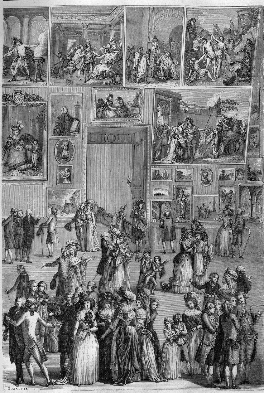 Salon de 1787: widok Salonu Carre w Luwrze podczas wystawy malarstwa w Paryżu. Grawer Martini w „Malowniczym sklepie”” autorstwa French School