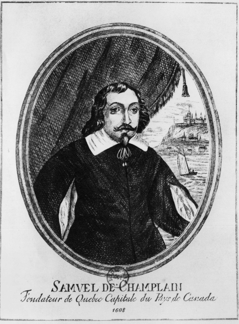 Samuel de Champlain (1570-1635), rycina anonimowa. autorstwa French School
