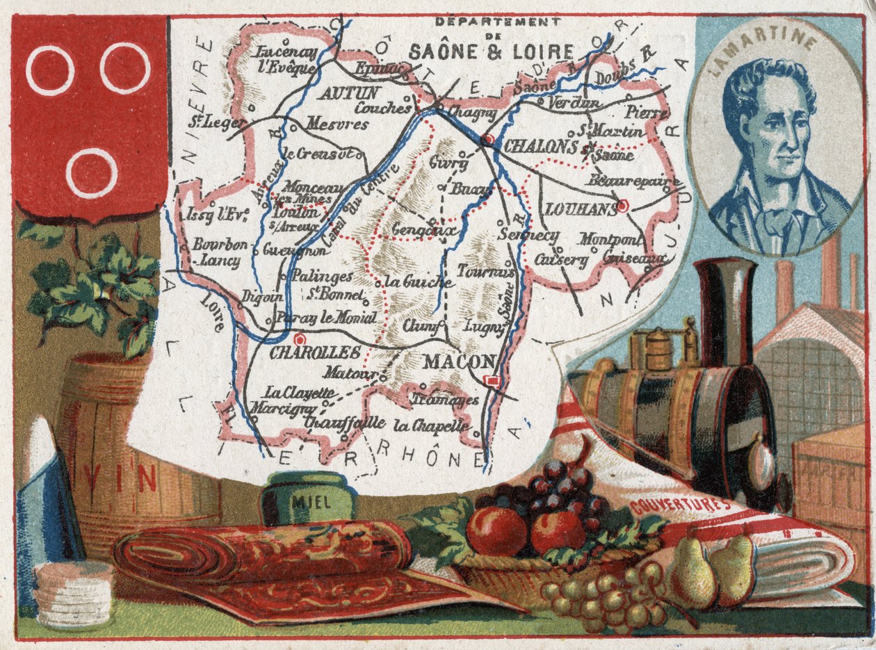 Saone et Loire (Saone-et-Loire, 71), Burgundia, Francja. Portret Alphonse de Lamartine (Alphonse Marie Louis de Prat de Lamartine autorstwa French School
