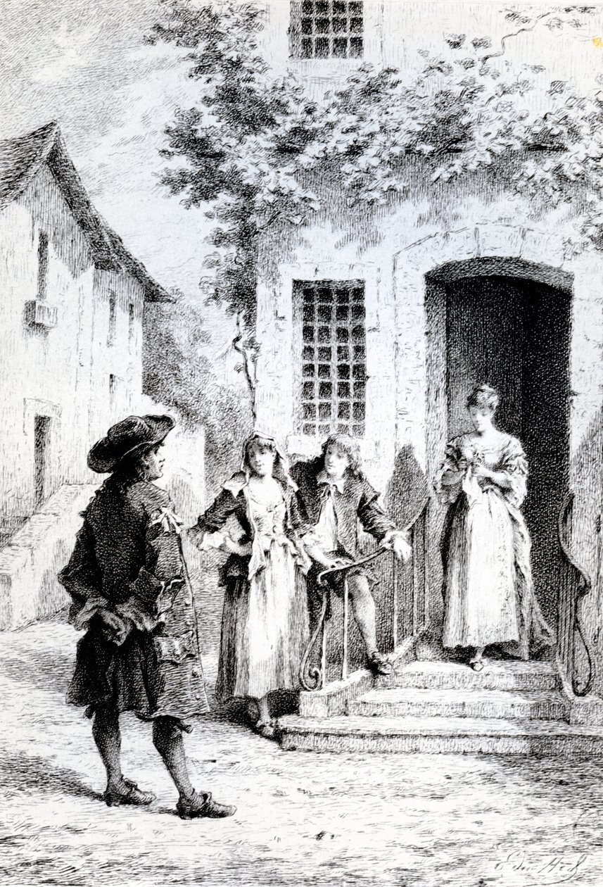 Scena ze Szkoły dla żon, autorstwa Moliere autorstwa French School