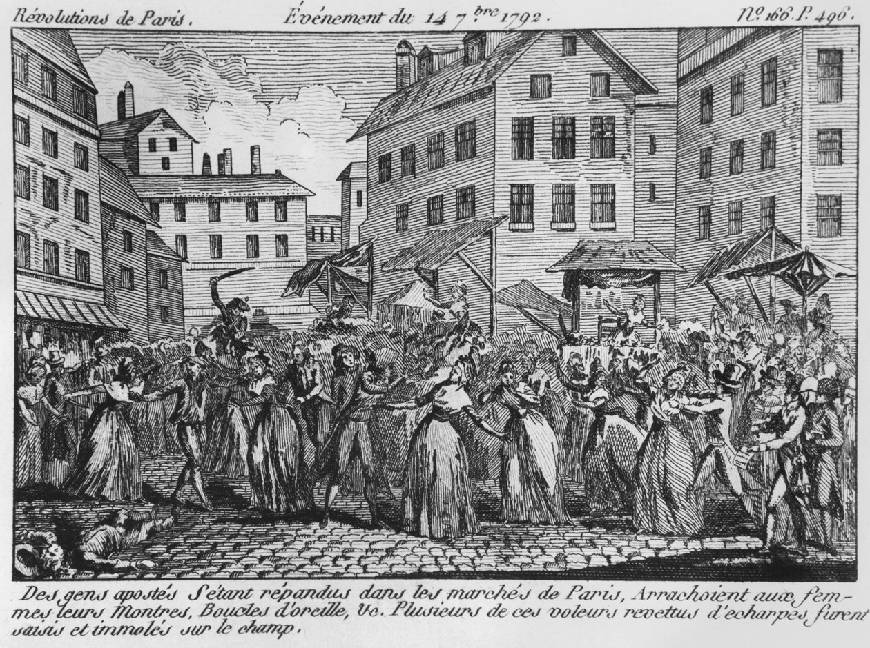 Scena grabieży w Paryżu, 14 września 1792 r. autorstwa French School