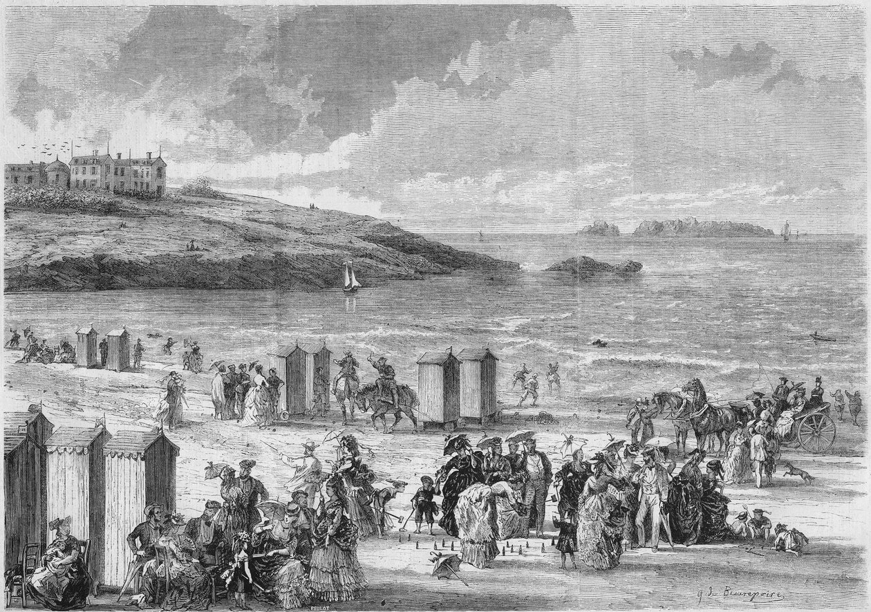 Kąpiel morska: ostatni kąpiący się na plaży Dinard, Ille et Vilaine (35) autorstwa French School