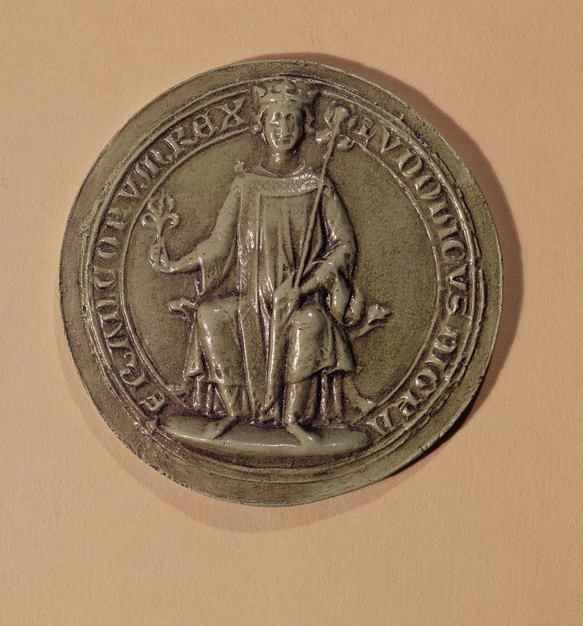 Pieczęć Ludwika IX (1214-70) trzymającego berło i fleur de lys, ok. 1252 autorstwa French School