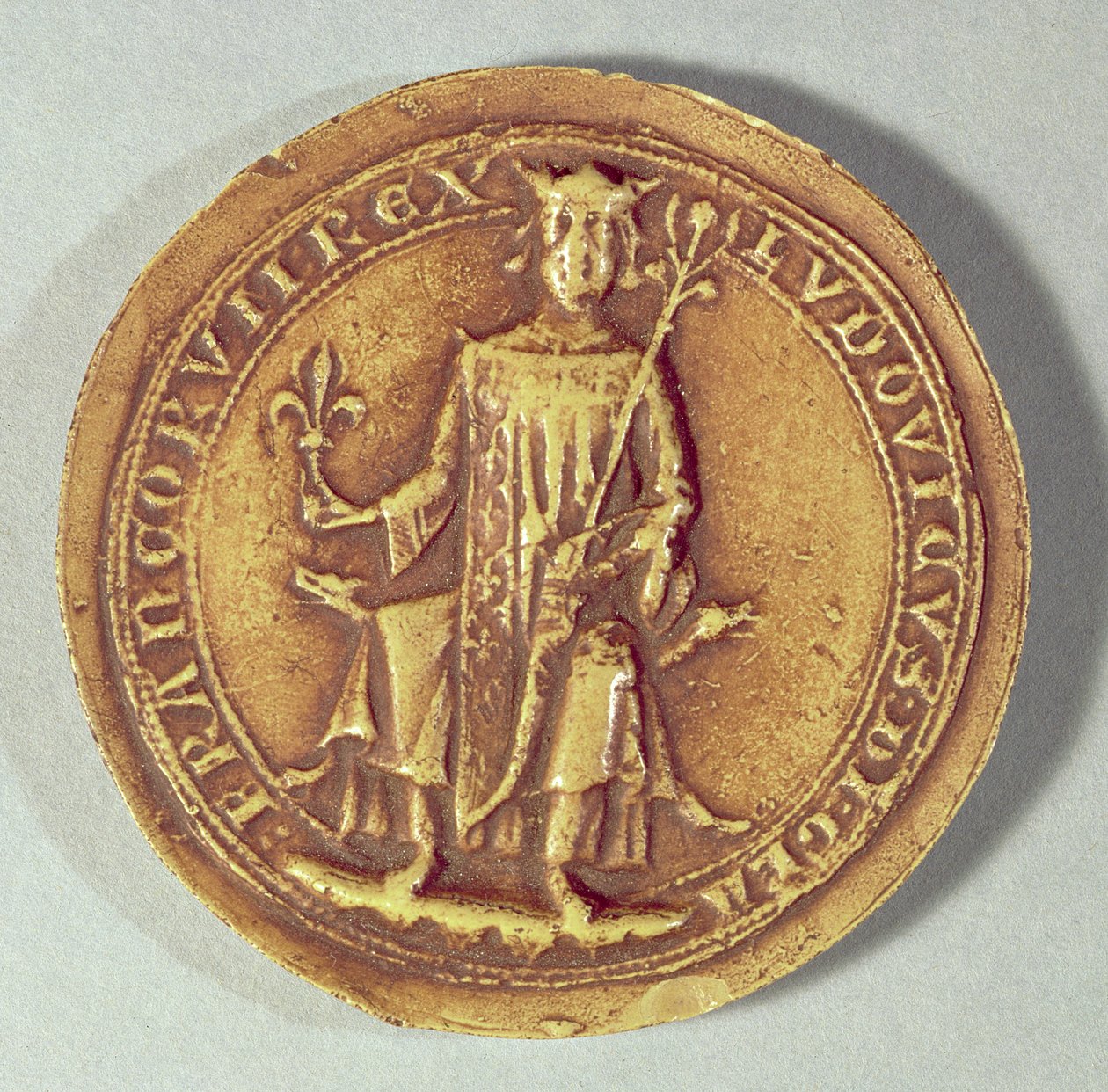 Pieczęć św. Ludwika (1214-70) trzymająca berło i fleur de lys, ok. 1252 autorstwa French School