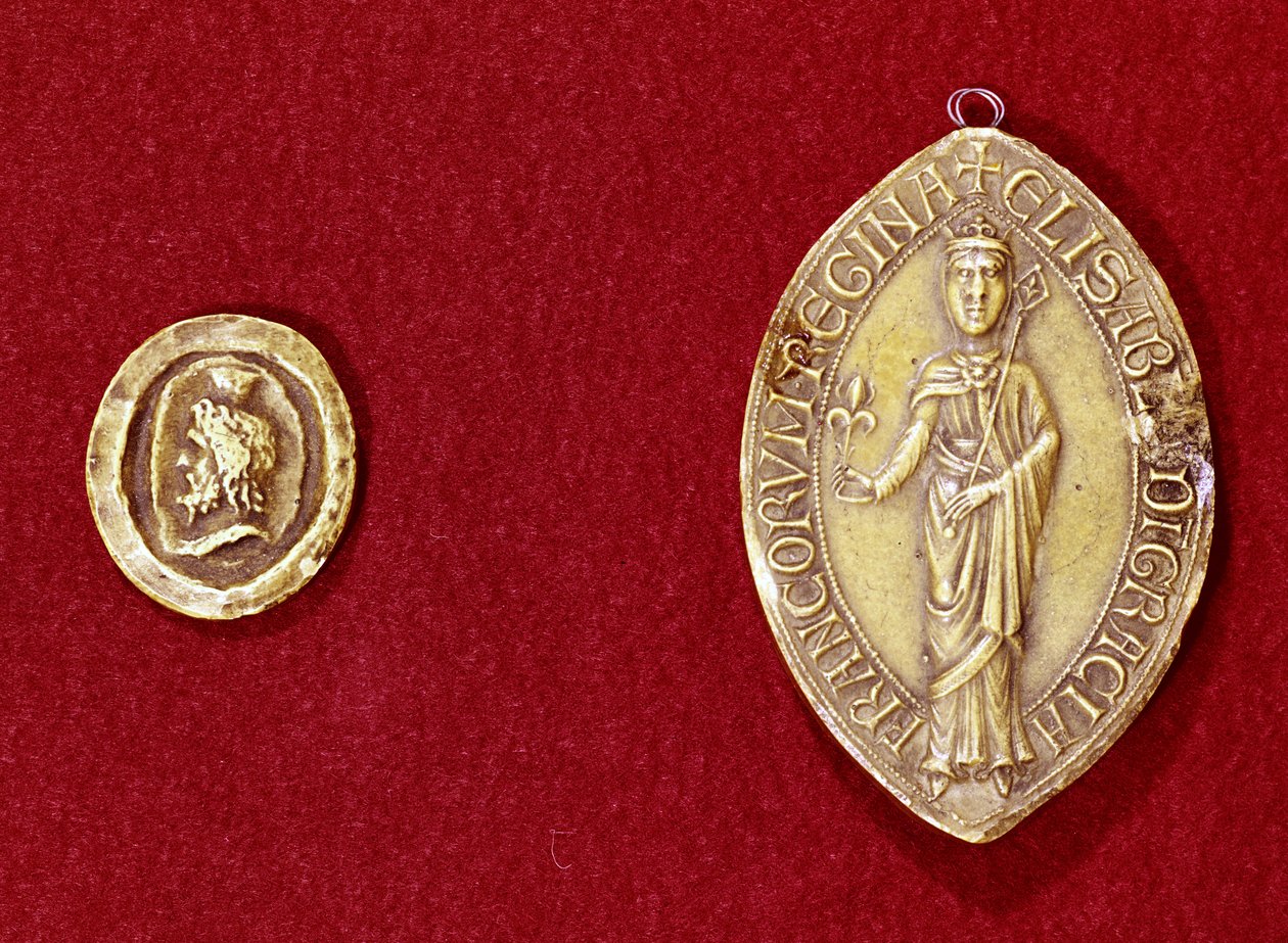 Pieczęcie należące do cesarza Karola Wielkiego (742-814) i królowej Izabeli Hainaut (1170-c.1190) autorstwa French School