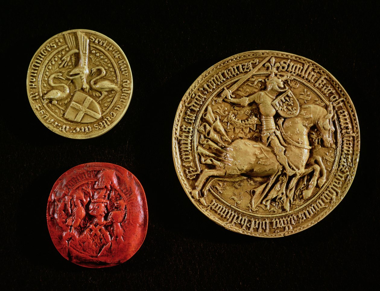 Pieczęcie Gilles de Laval (1404-40) Pan Rais, Jean dOrleans (1402-68) Hrabia Dunois i Jean Poton de Xaintrailles (1400-61) autorstwa French School