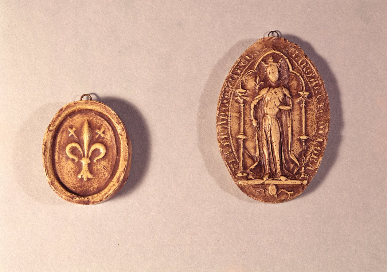 Pieczęcie Marguerite de Provence (1221-95) 1284 (wosk) autorstwa French School