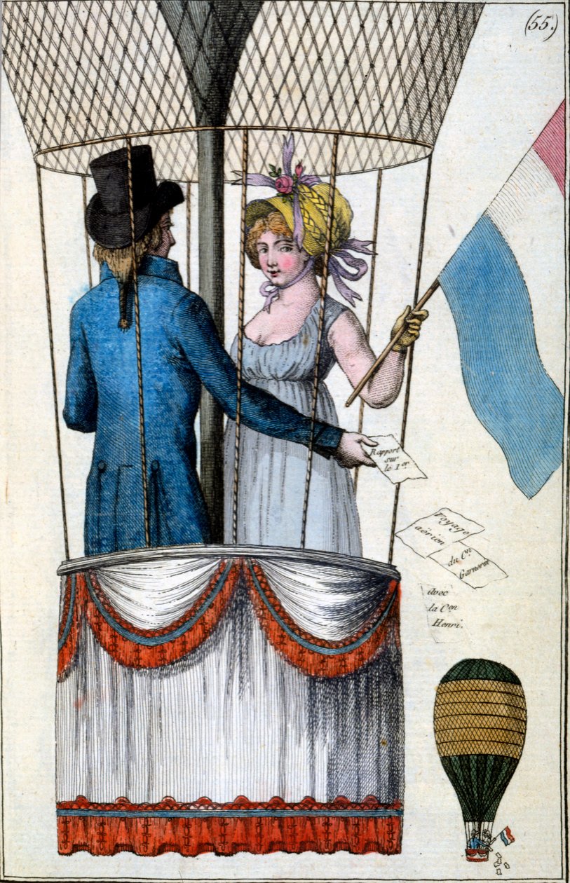 Drugi lot Garnerina z Citoyenne Henri z Parc Monceau, 8 lipca 1798, z Costumes Parisiens, ok. 1798 autorstwa French School