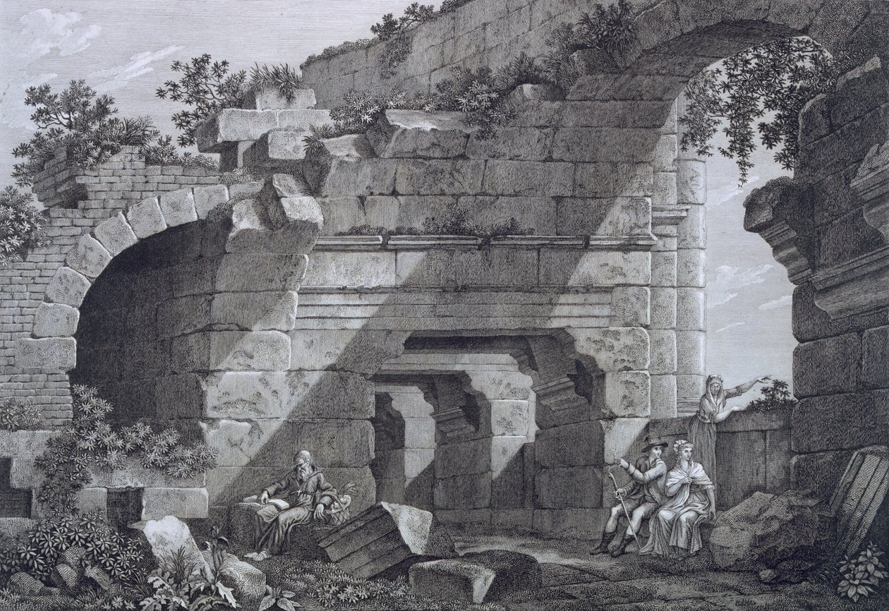 Galerie drugiego poziomu amfiteatru w Nimes, z starożytności Francji: tom I, Monuments of Nimes autorstwa French School