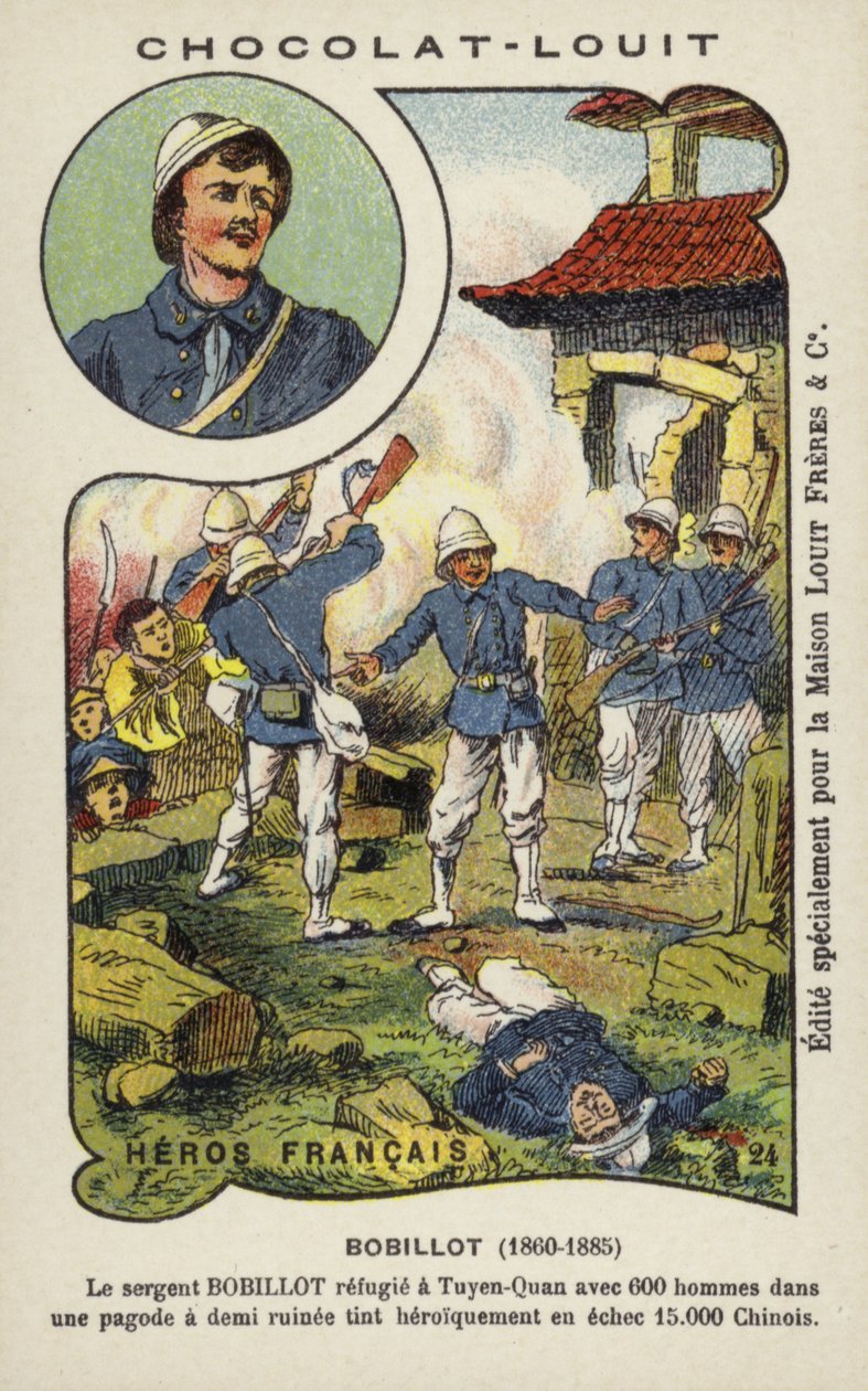 Sierżant Jules Bobillot, francuski żołnierz, podczas oblężenia Tuyen Quang, Tonkin, wojna chińsko-francuska autorstwa French School