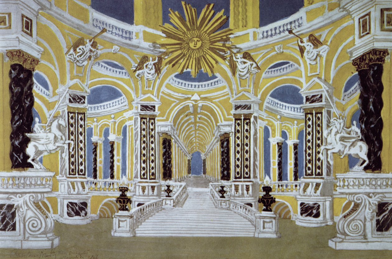Scenografia do Czarodziejskiego fletu Wolfganga Amadeusza Mozarta (1756-91) autorstwa French School
