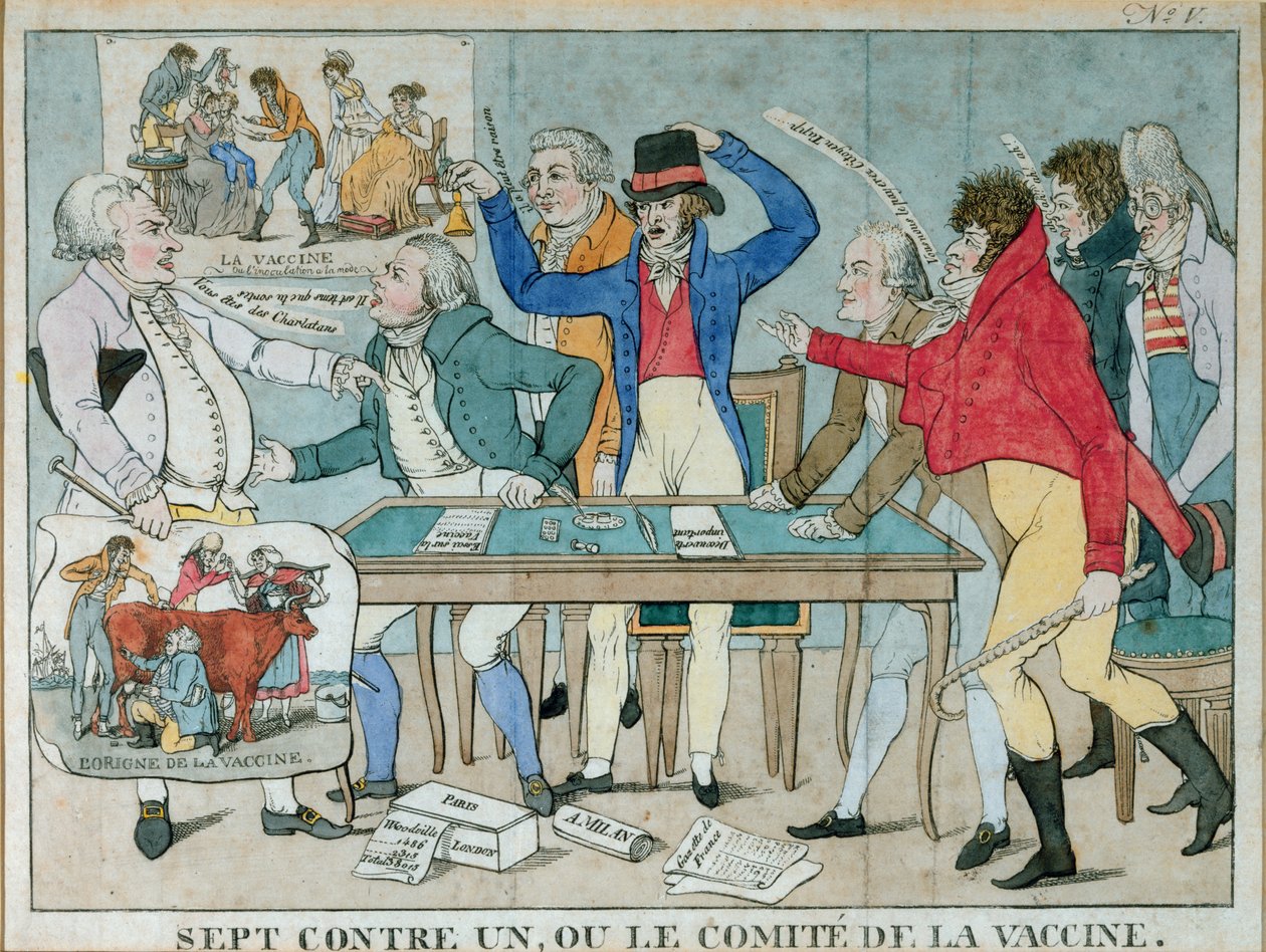 Siedmiu przeciwko jednemu, czyli Komitet ds. Szczepień, ok. 1800 r. autorstwa French School