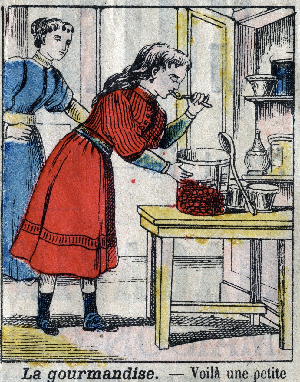 Siedem śmiertelnych połowów: Gourmandise. Obrazowanie epinal pod koniec XIX wieku. (I sette peccati o vizi capitali) autorstwa French School