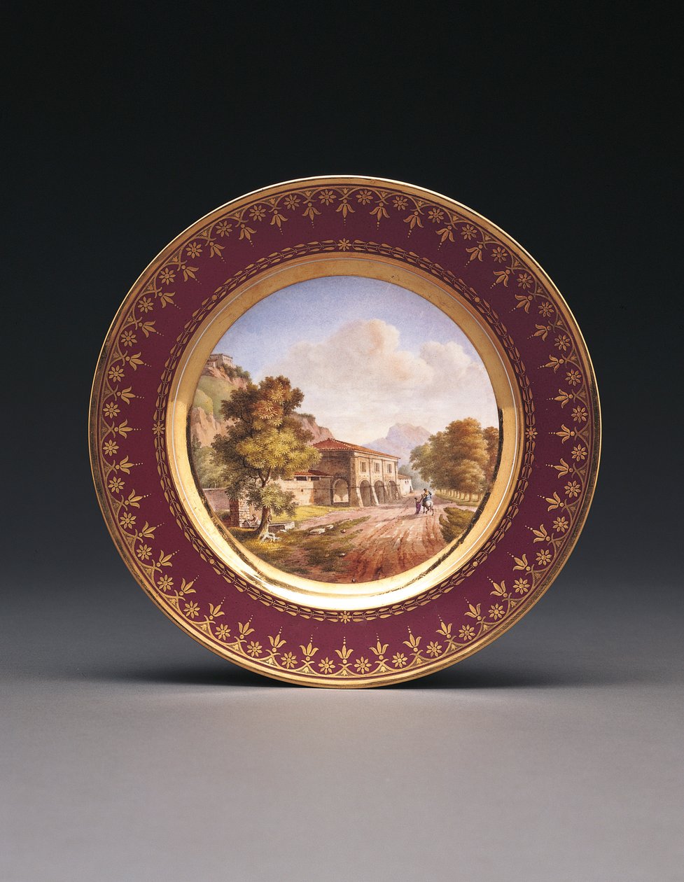 Sevres topograficzna płyta fioletowe tło autorstwa French School