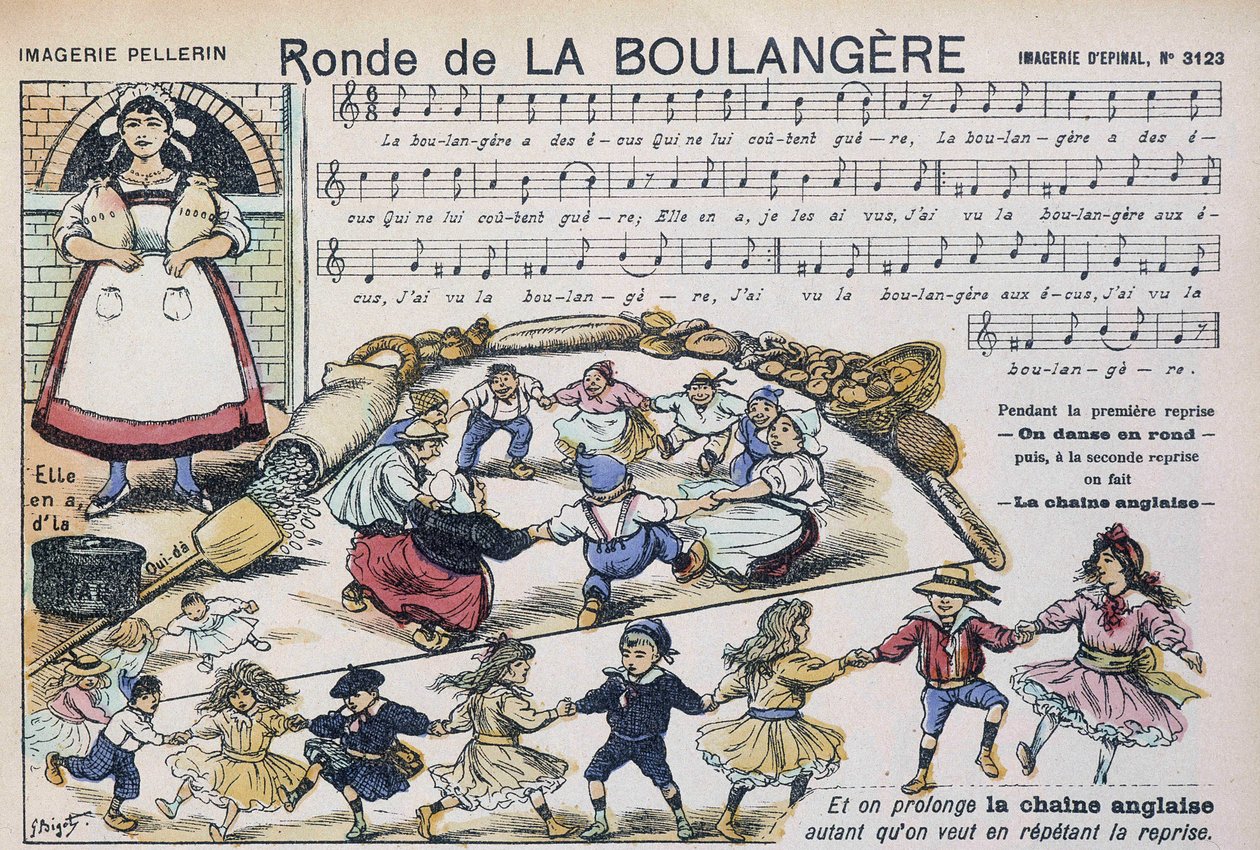 Nuty do popularnej piosenki „Ronde de la boulangère”” - zdjęcie Epinal, Pellerin autorstwa French School