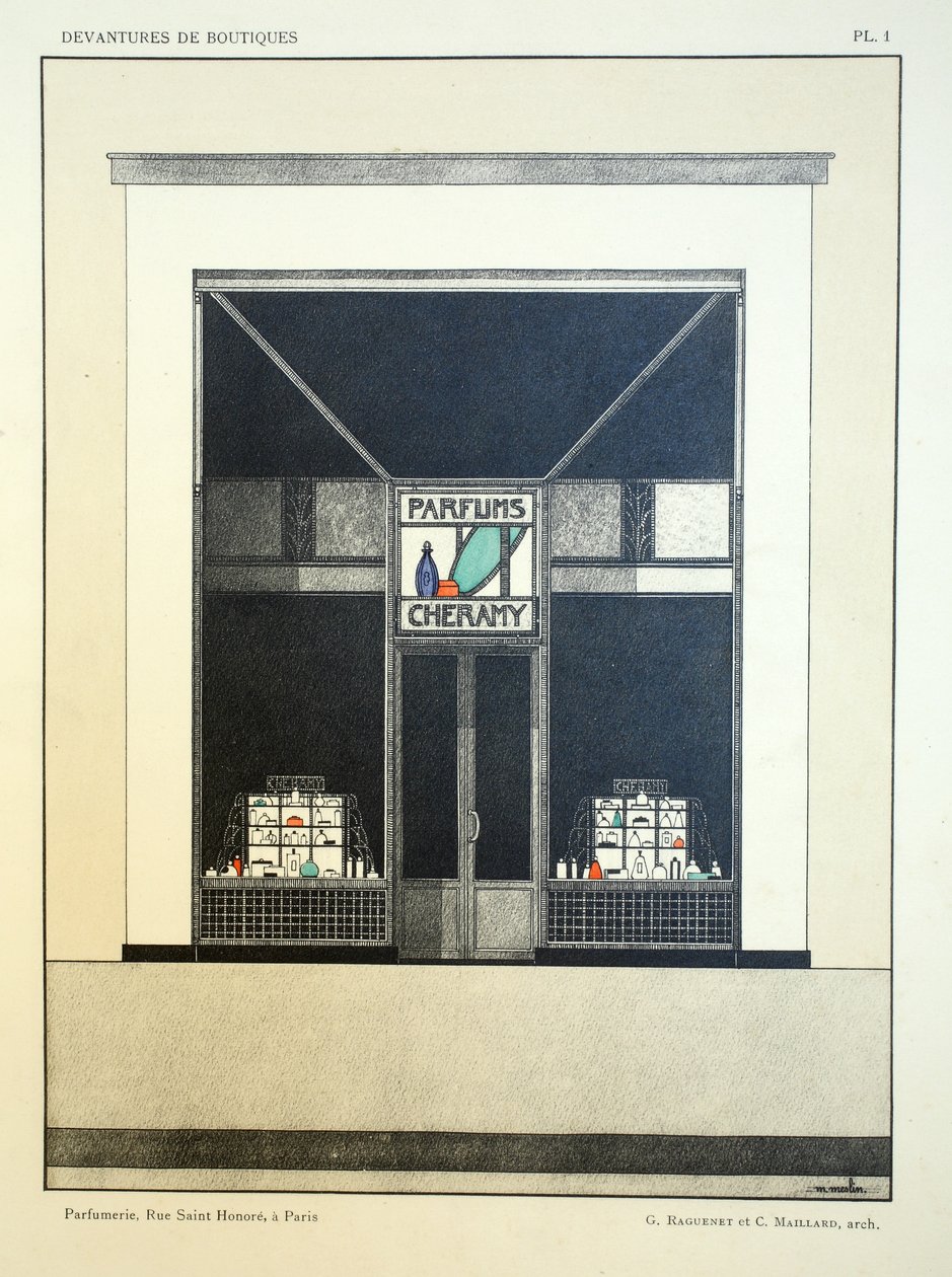 Witryna sklepowa, płyta 1, ilustracja z Devantures de Boutiques autorstwa Louis-Pierre Sezille, Paryż, 1927 autorstwa French School
