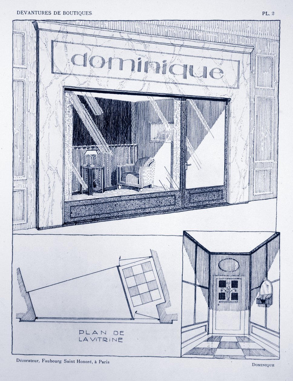 Witryna sklepowa, płyta 2, ilustracja z Devantures de Boutiques autorstwa Louis-Pierre Sezille, Paryż, 1927 autorstwa French School