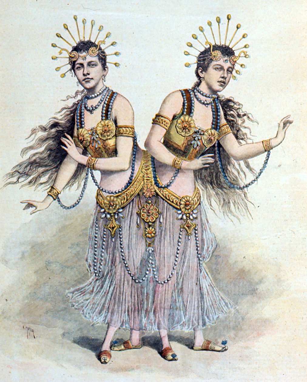 Bliźniaczki syjamskie, Rosa - Josepha Blazek Z "Le Petit Journal", Paryż, 8 kwietnia 1891 (rycina) autorstwa French School