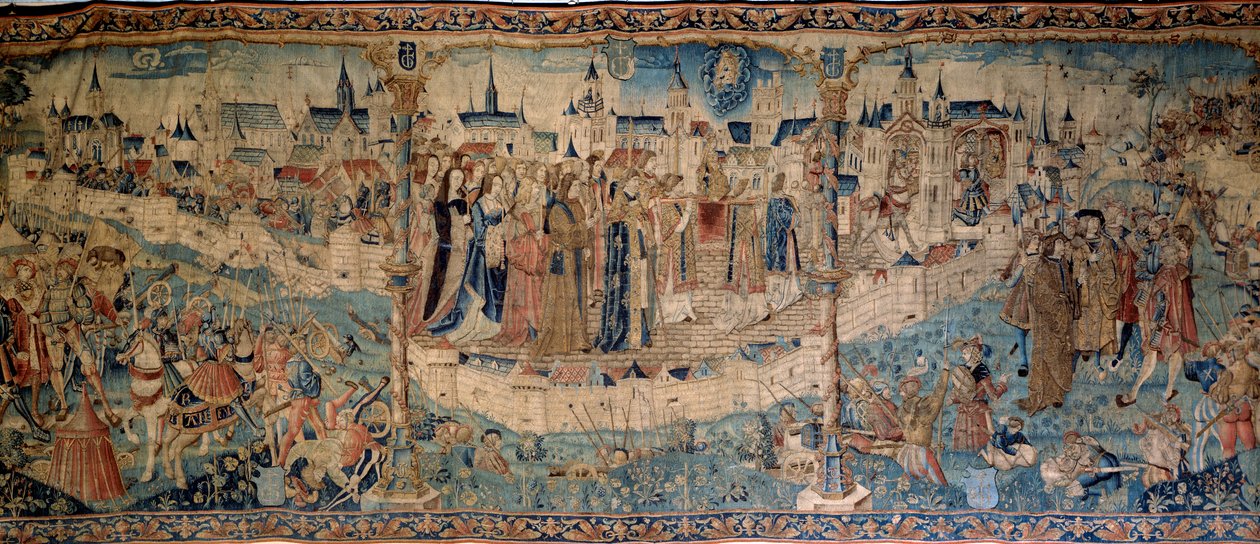 Oblężenie Dijon przez Szwajcarów 7 września 1513 r., gobelin z Tournai, Musee des Beaux Arts de Dijon. autorstwa French School