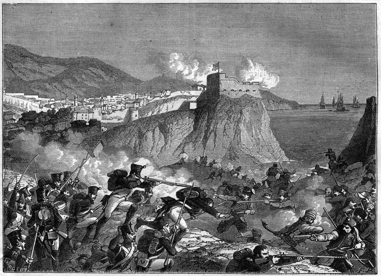 Oblężenie Ragusy (Republika Ragusa) (Ragusa w chorwackim Dubrowniku) podczas wojen napoleońskich w maju i czerwcu 1806 r. (kampania dalmatyńska generała Molitora i Lauristona) - w „Historii imperium po historii konsulatu” autorstwa Adolphe