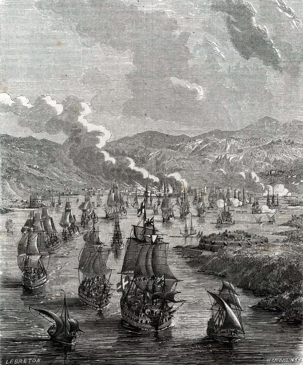 Oblężenie Tulonu miało miejsce między 29 lipca a 21 sierpnia 1707 r. podczas wojny o sukcesję hiszpańską, kiedy alianckie siły lądowe i morskie oblegały francuską bazę morską w Tulonie (rycina) autorstwa French School