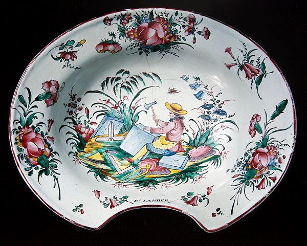 Talerz Sinceny z dekoracją kamieniarską, ok. 1780 (ceramika polichromowana) autorstwa French School