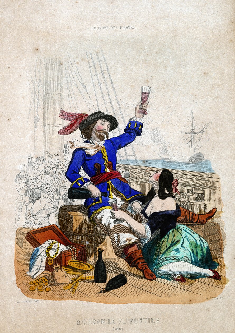 Sir Henry Morgan (1635-1688) (Morgan the flibustier): pochodzący z Walii w „History of Pirates and Privateers of the Ocean and the Mediterranean” P. Christiana autorstwa French School