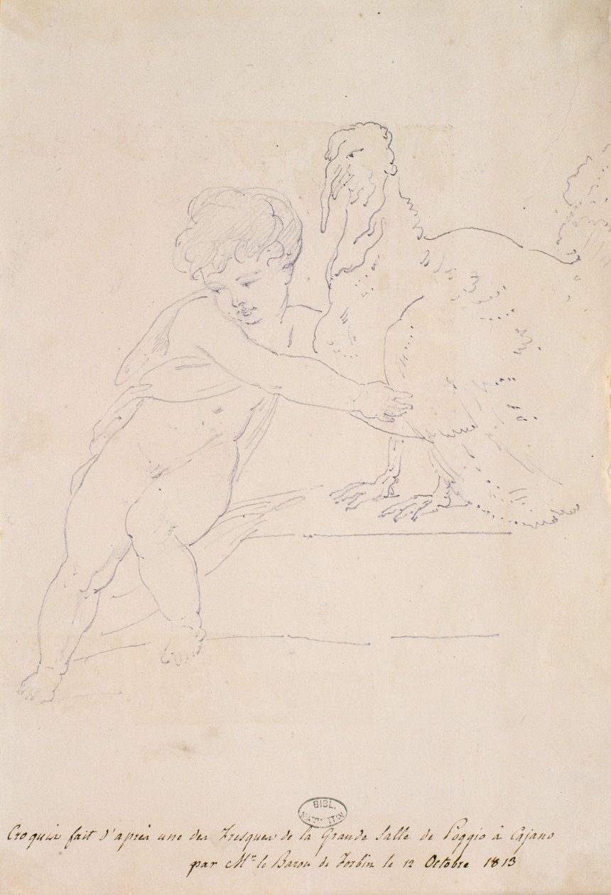 Szkic z Wielkiej Sali w Poggio a Caiano, 12 października 1813 r. autorstwa French School