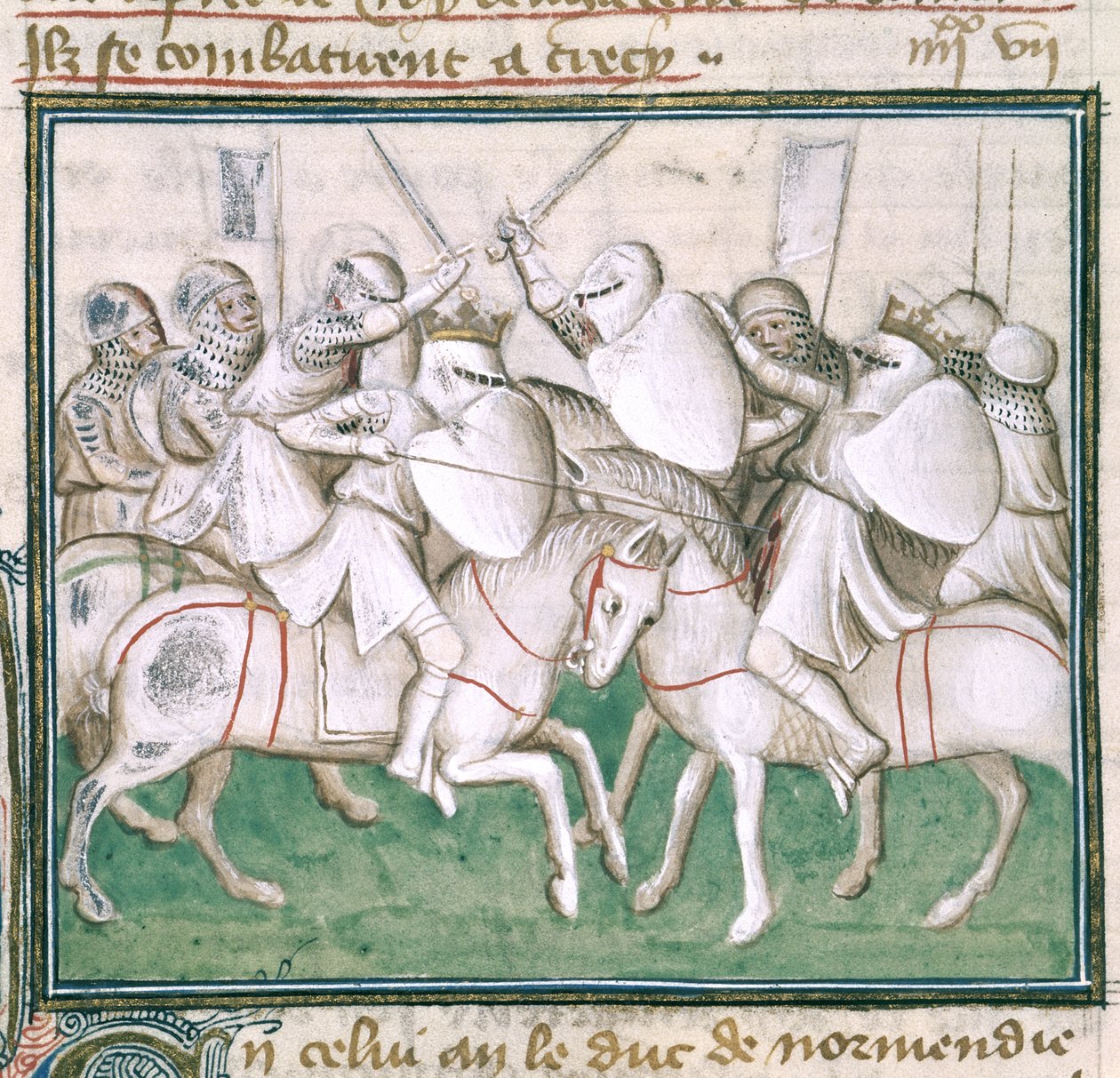 Sloane 2433 C, fol.69v Bitwa pod Crecy, ok.1410 (welum) autorstwa French School