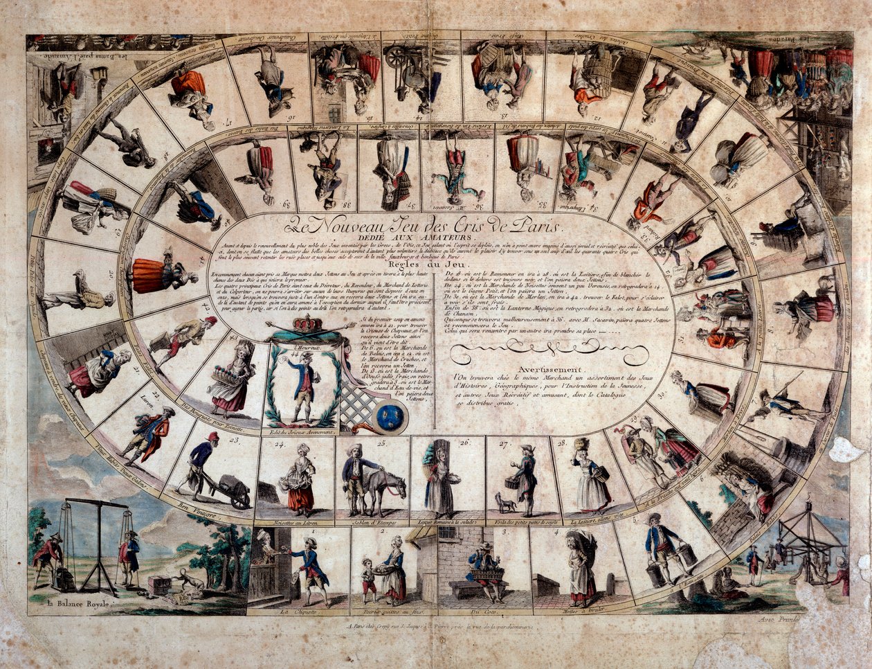 Małe metryki: plansza do gry w gęsi z okrzykami Paryża. 1779 Kolekcja prywatna autorstwa French School